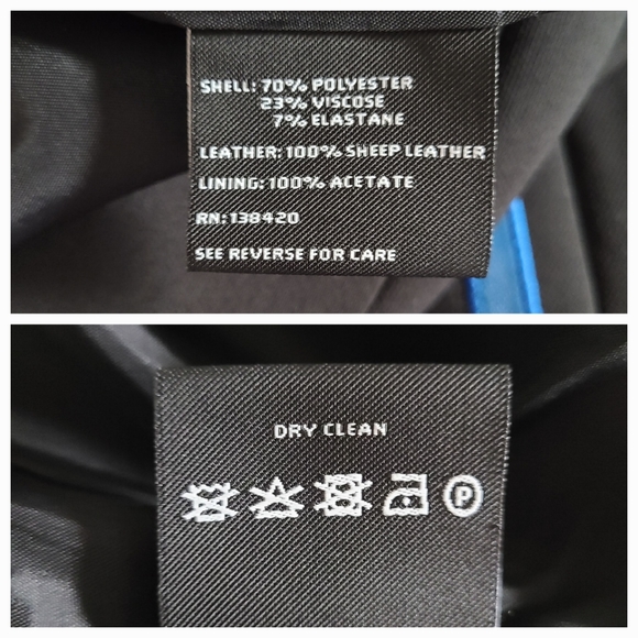 Carlisle Viscose Blend Blue Genuine Leather Detail Black Pencil Skirt - Picture 8 of 10